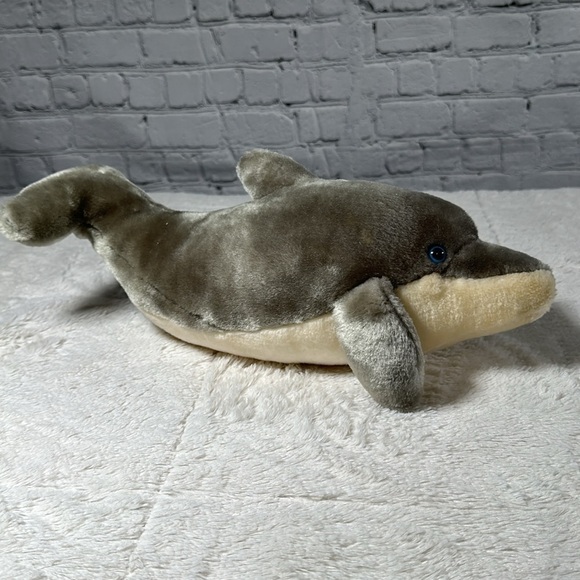 Seaworld Park Gray White Bottlenose Dolphin Plush 14 In Blue Eyes Stuffed Animal - Picture 10 of 13